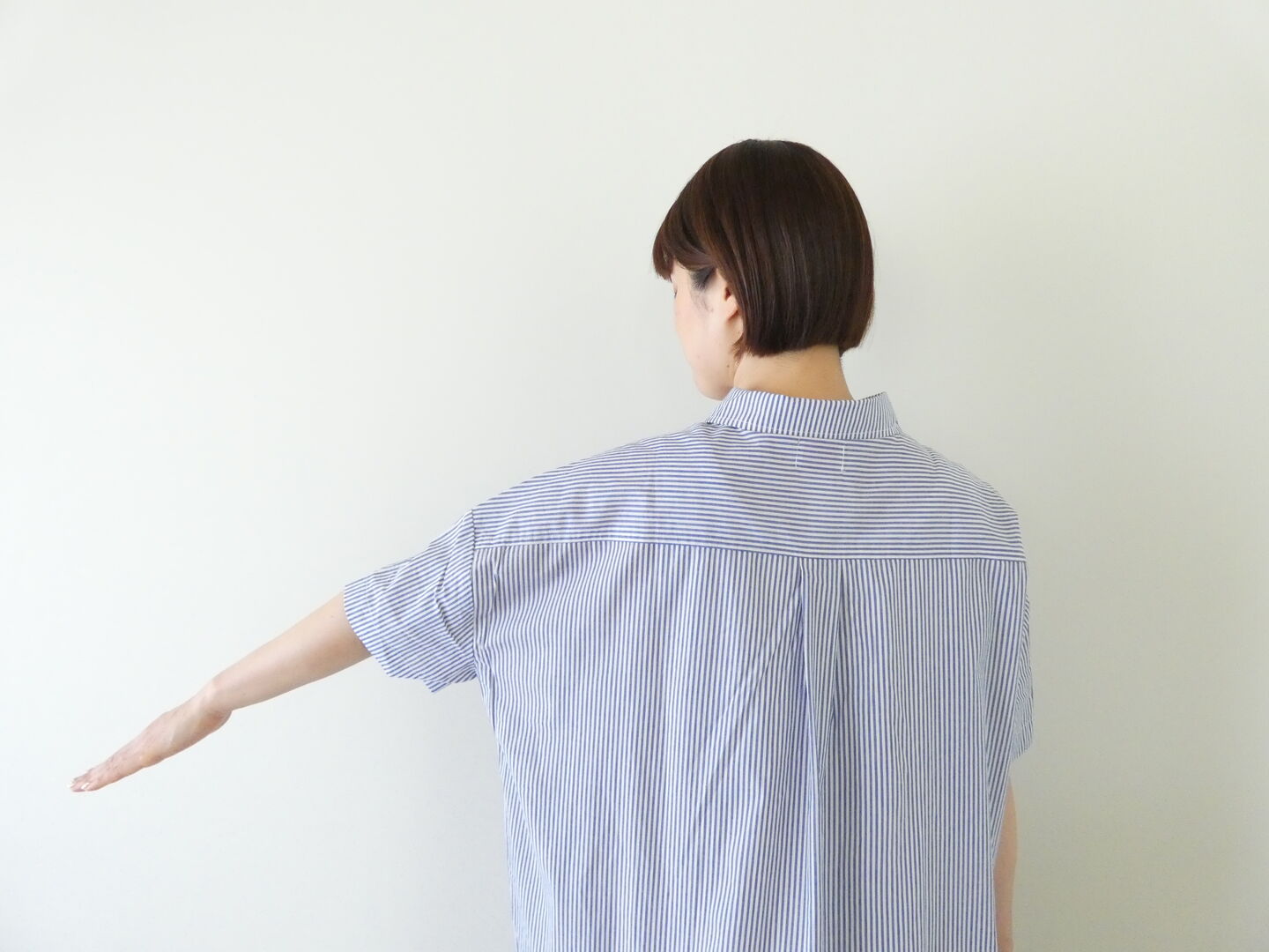 mao made(マオメイド) ストライプ×配色ニットボタンレギュラーカラーワンピースの商品画像7