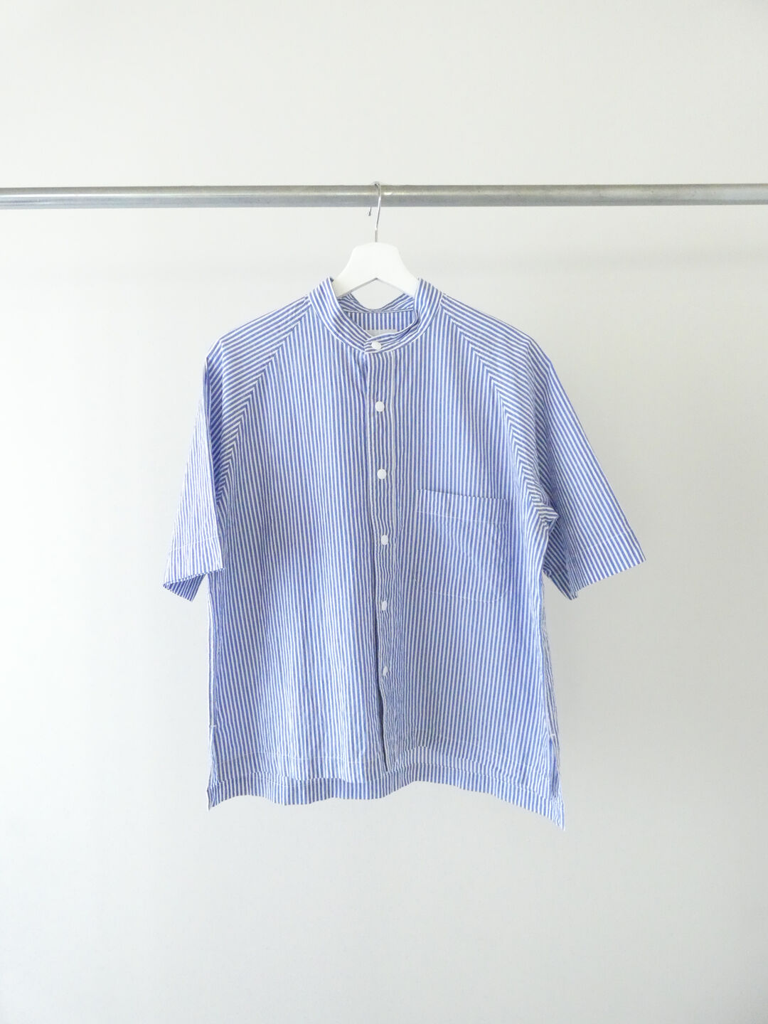 RINEN(リネン) 80/150/1強撚平織半袖ラグランスタンドカラーシャツの商品画像10