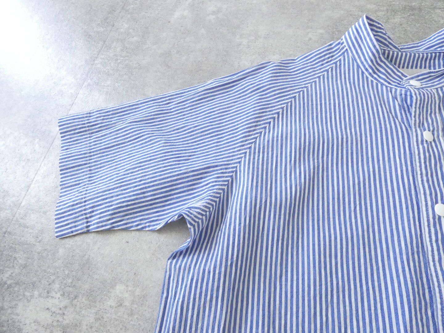 RINEN(リネン) 80/150/1強撚平織半袖ラグランスタンドカラーシャツの商品画像22