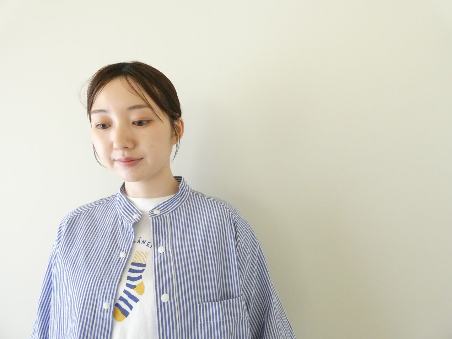 RINEN(リネン) 80/150/1強撚平織半袖ラグランスタンドカラーシャツの商品画像6