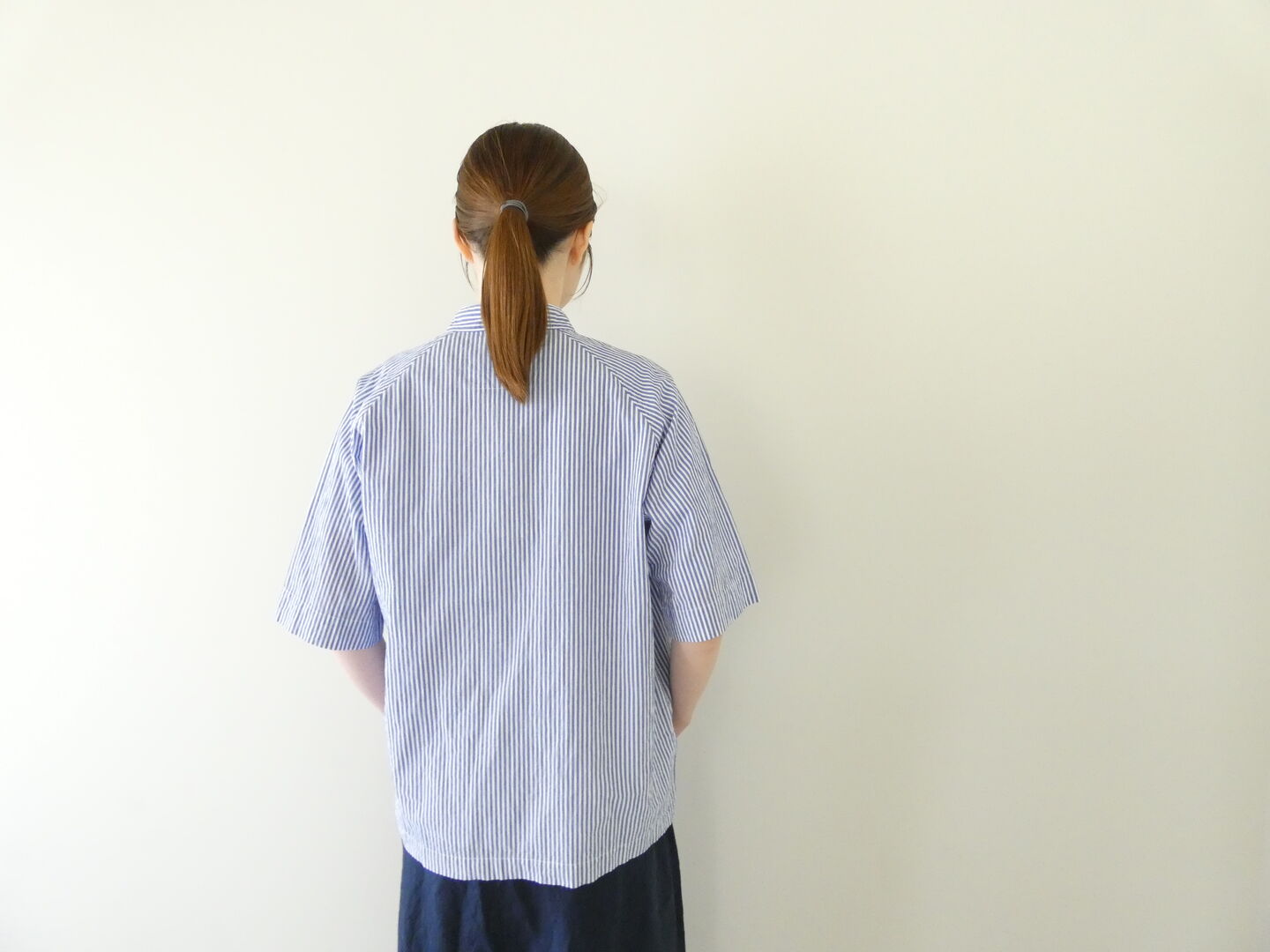 RINEN(リネン) 80/150/1強撚平織半袖ラグランスタンドカラーシャツの商品画像9