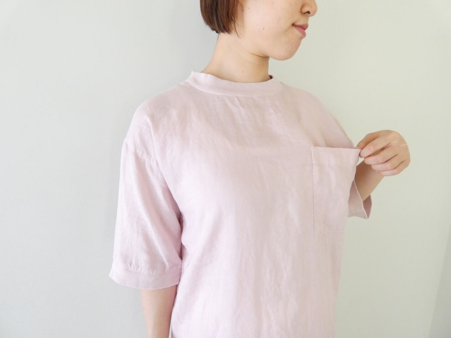 RINEN(リネン) 60/1リネンローン半袖クルーネックシャツの商品画像2