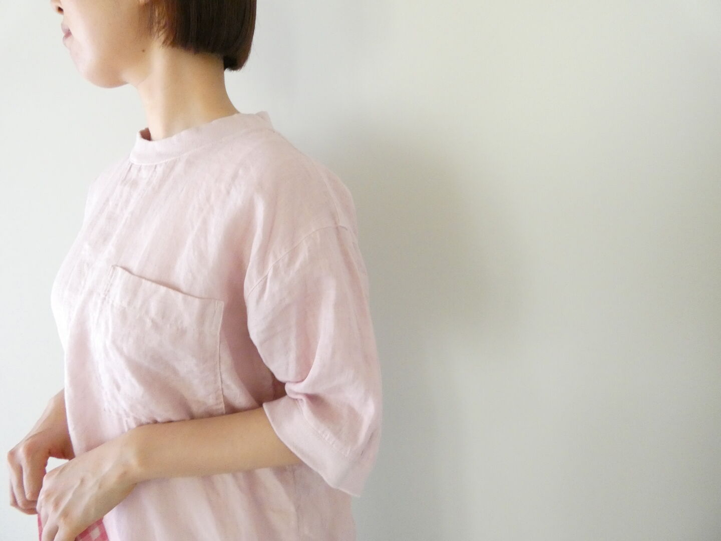 RINEN(リネン) 60/1リネンローン半袖クルーネックシャツの商品画像5