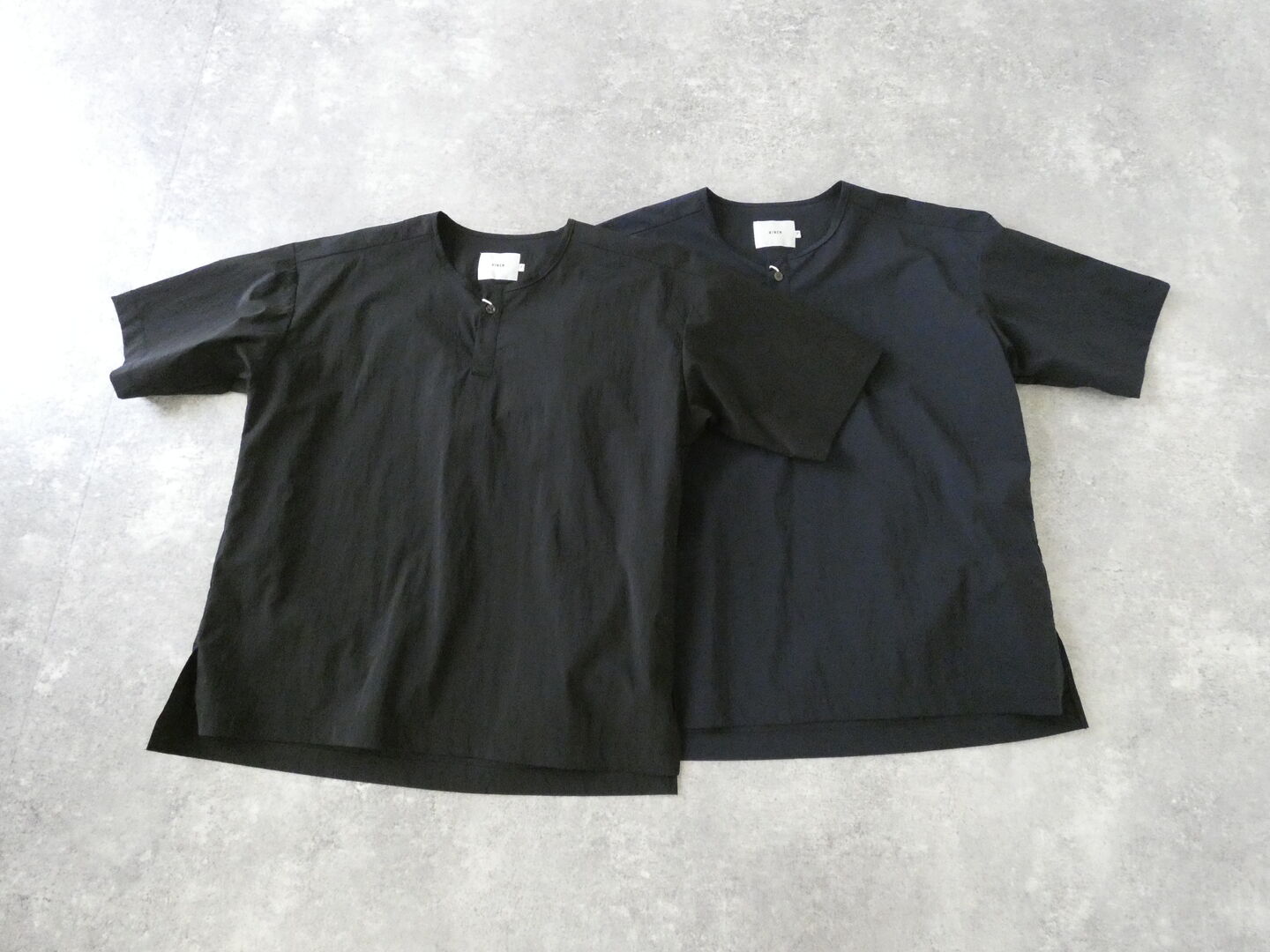 RINEN(リネン) ストレッチナイロン半袖ヘンリーネックシャツの商品画像3