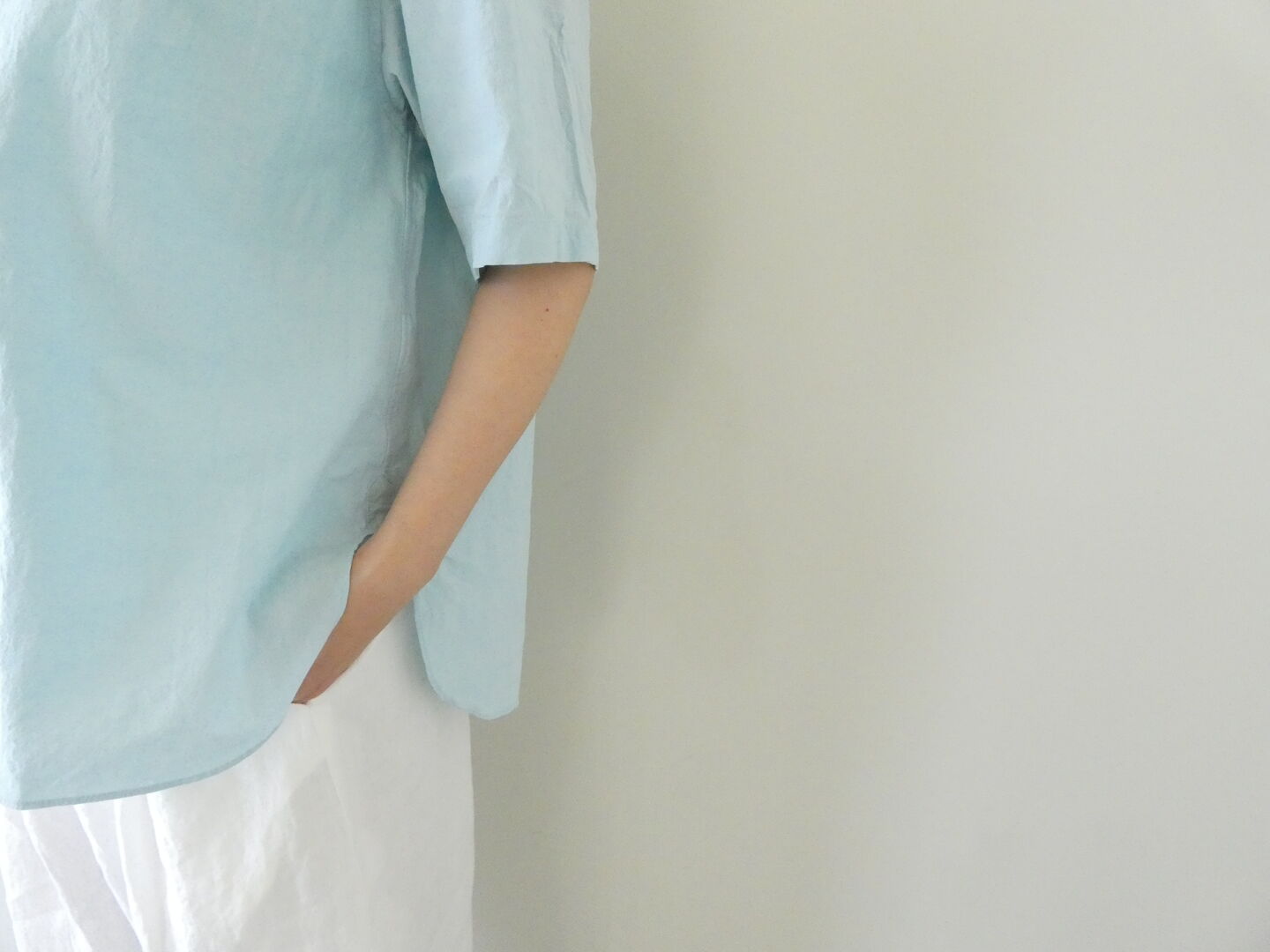 Hands of creation(ハンズオブクリエイション) 強撚cotton桐七炊きバンドカラー半袖シャツの商品画像17