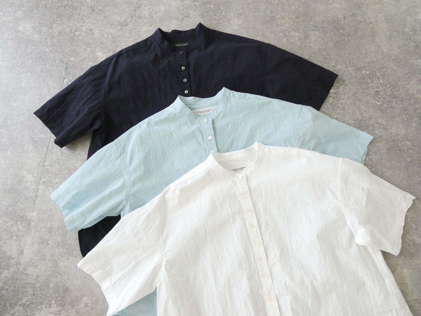 Hands of creation(ハンズオブクリエイション) 強撚cotton桐七炊きバンドカラー半袖シャツの商品画像9