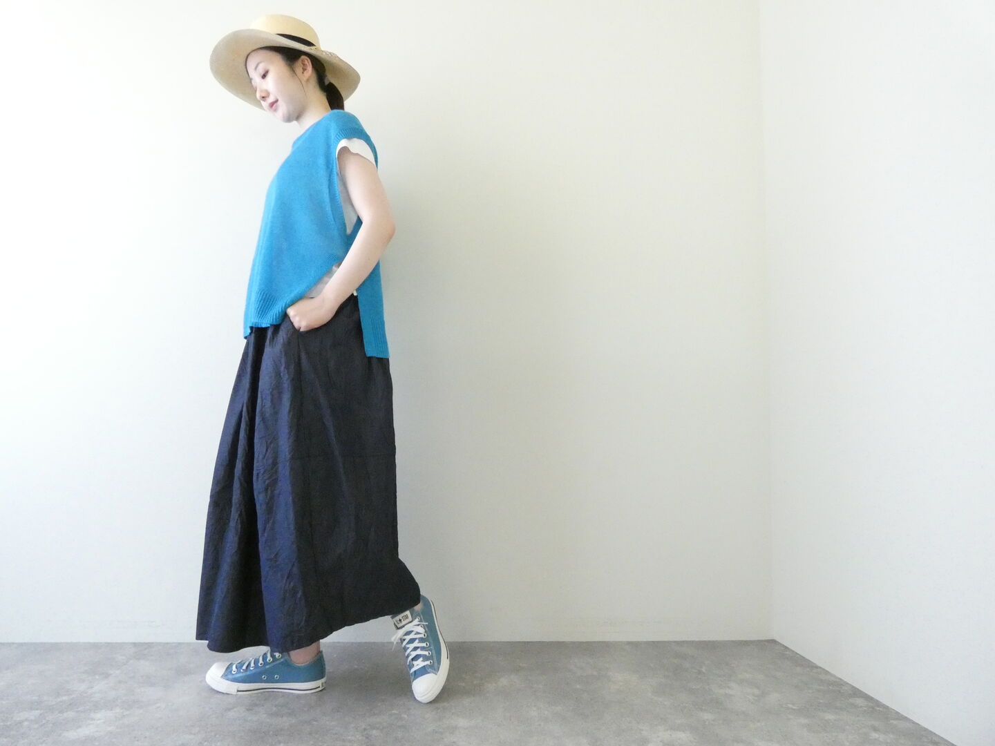 ina(イナ) 5ozデニム切替コクーンスカートの商品画像1