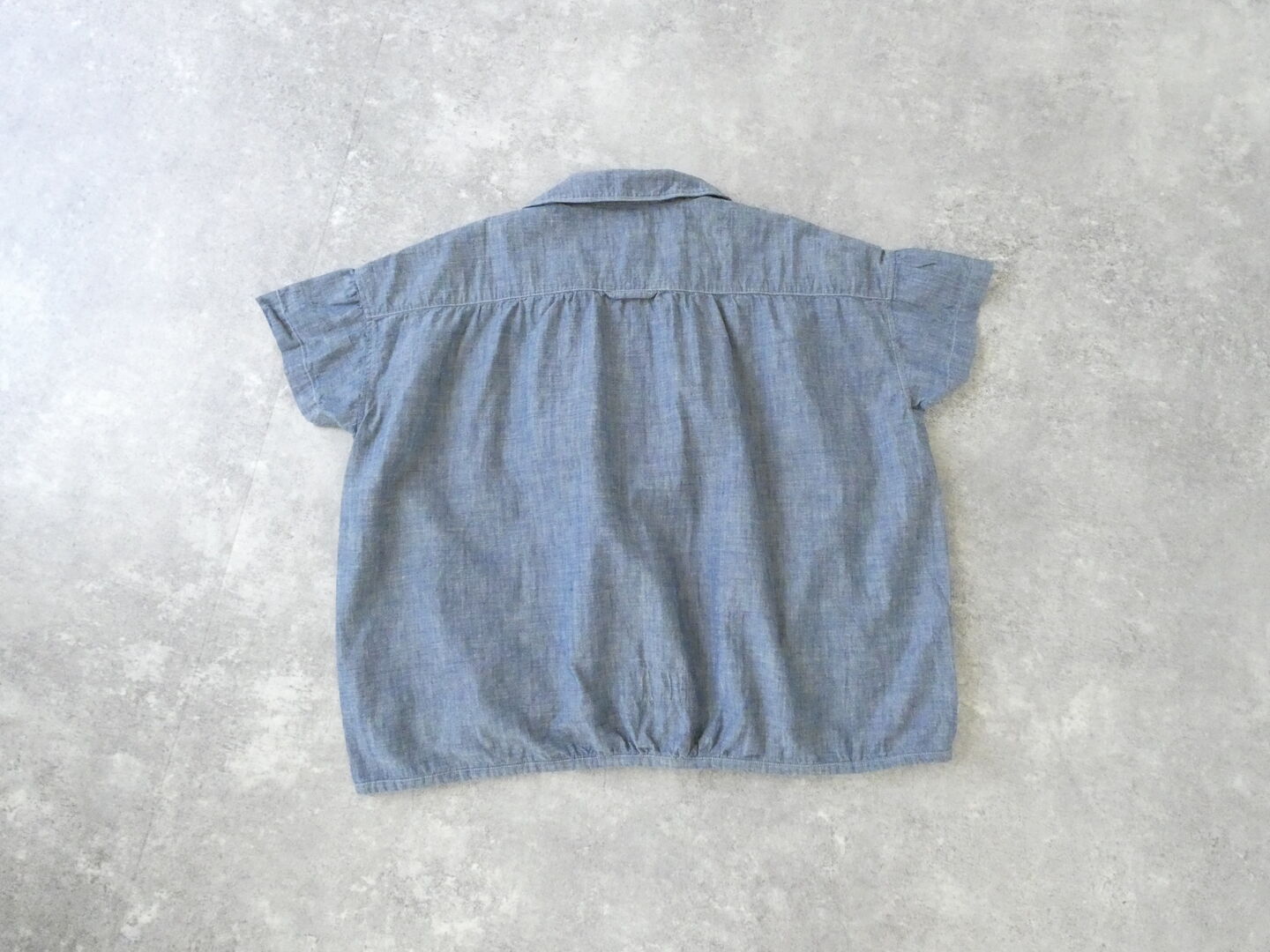 快晴堂(かいせいどう) HAYATE 白とインディゴのダンガリーのシャツ　マリン衿スキッパー半袖シャツの商品画像11