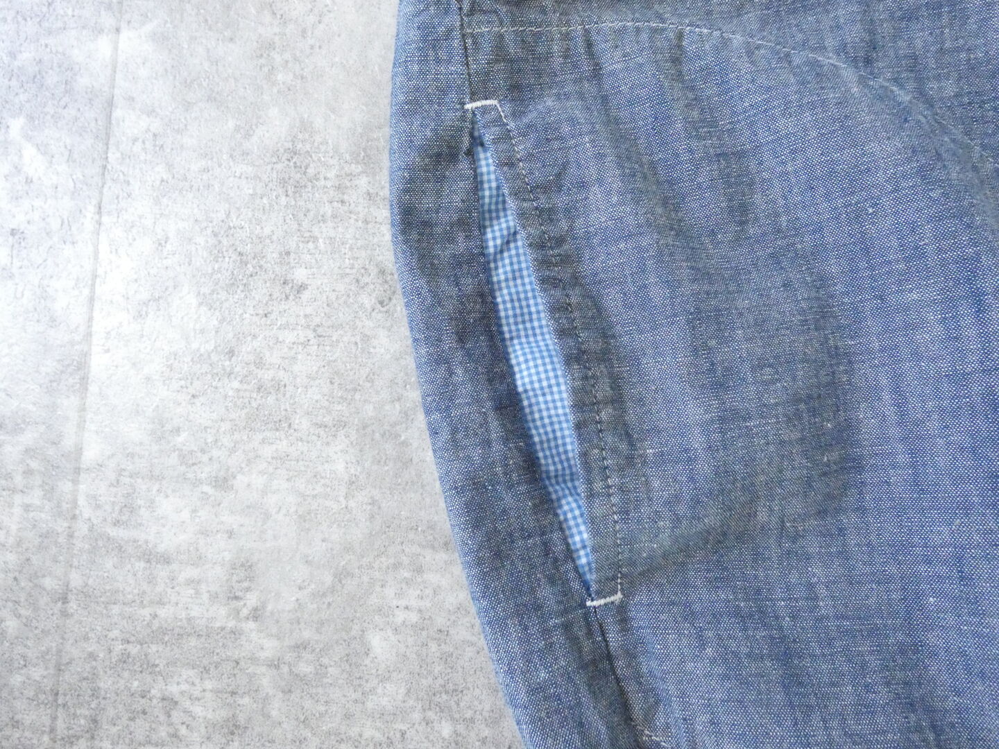 快晴堂(かいせいどう) HAYATE 白とインディゴのダンガリーのシャツ　マリン衿スキッパー半袖シャツの商品画像24