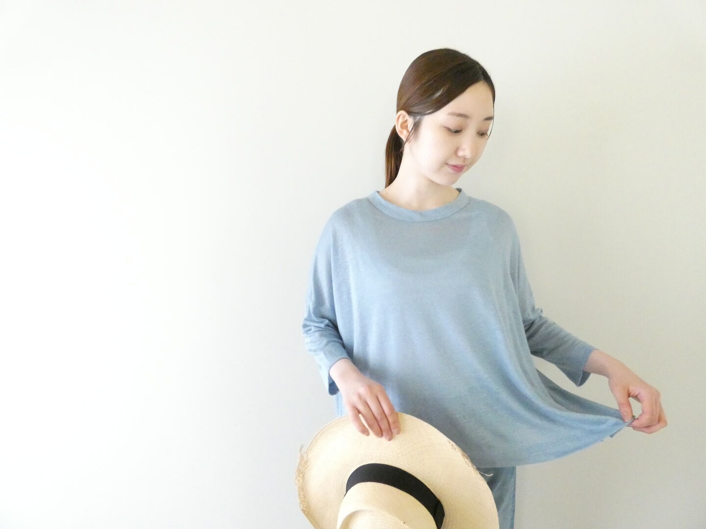 mao made(マオメイド) ベルギーリネン7分袖ワイドTEEの商品画像2
