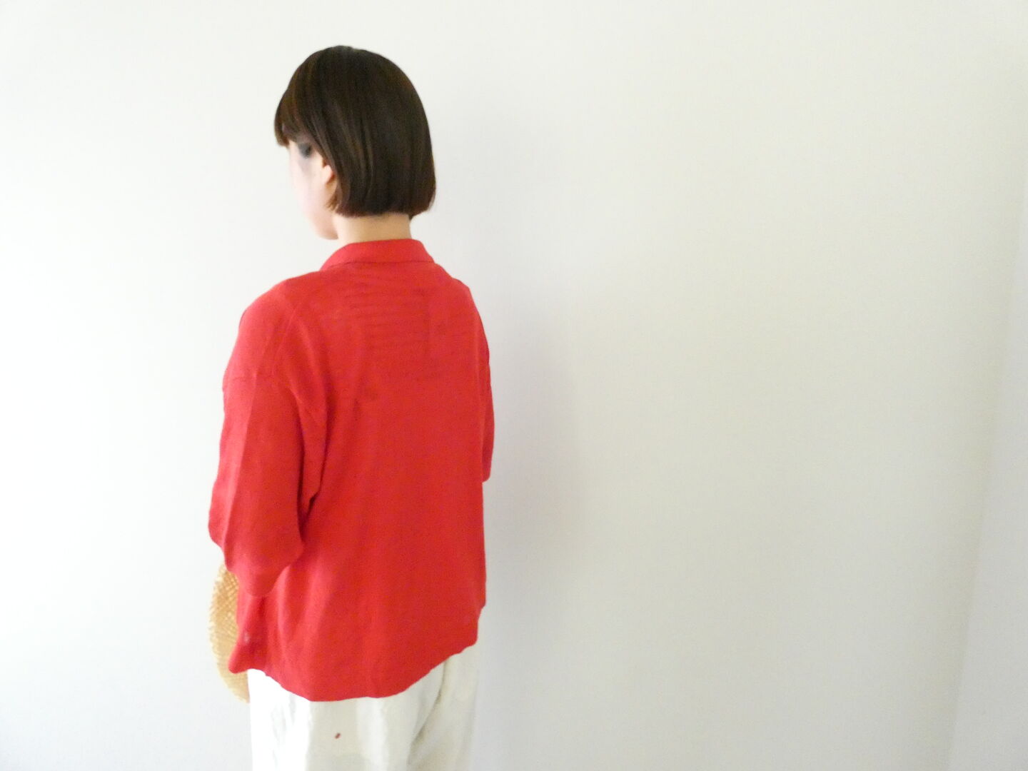 mao made(マオメイド) UV加工リネンポロ衿ハーフスリーブカーディガンの商品画像10
