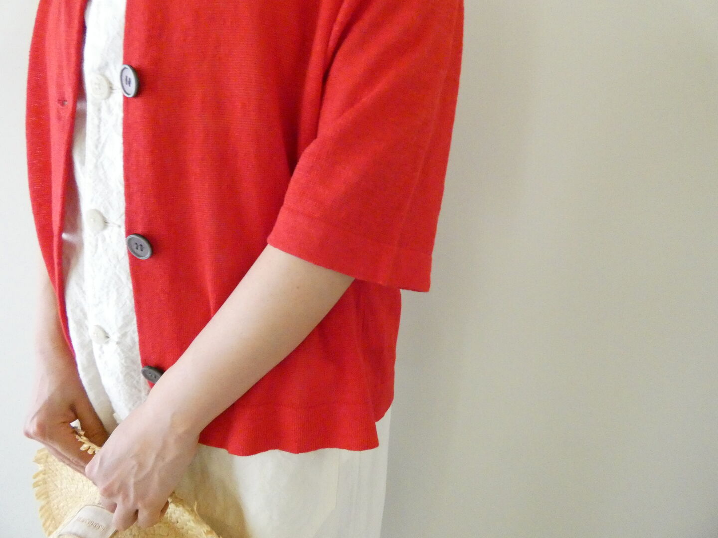 mao made(マオメイド) UV加工リネンポロ衿ハーフスリーブカーディガンの商品画像6