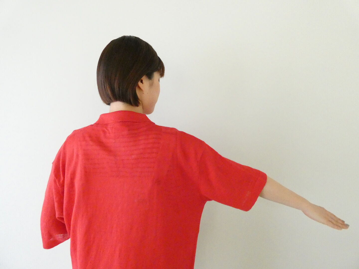 mao made(マオメイド) UV加工リネンポロ衿ハーフスリーブカーディガンの商品画像8