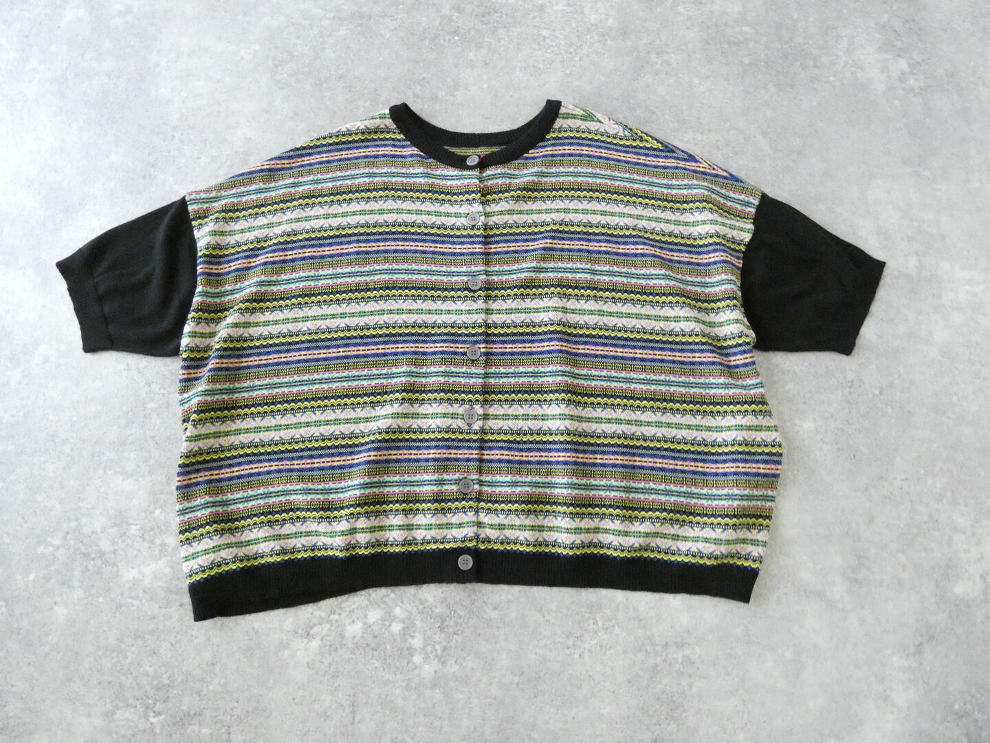 mao made(マオメイド) シャリコットン2WAYジャガードハーフスリーブカーディガンの商品画像3