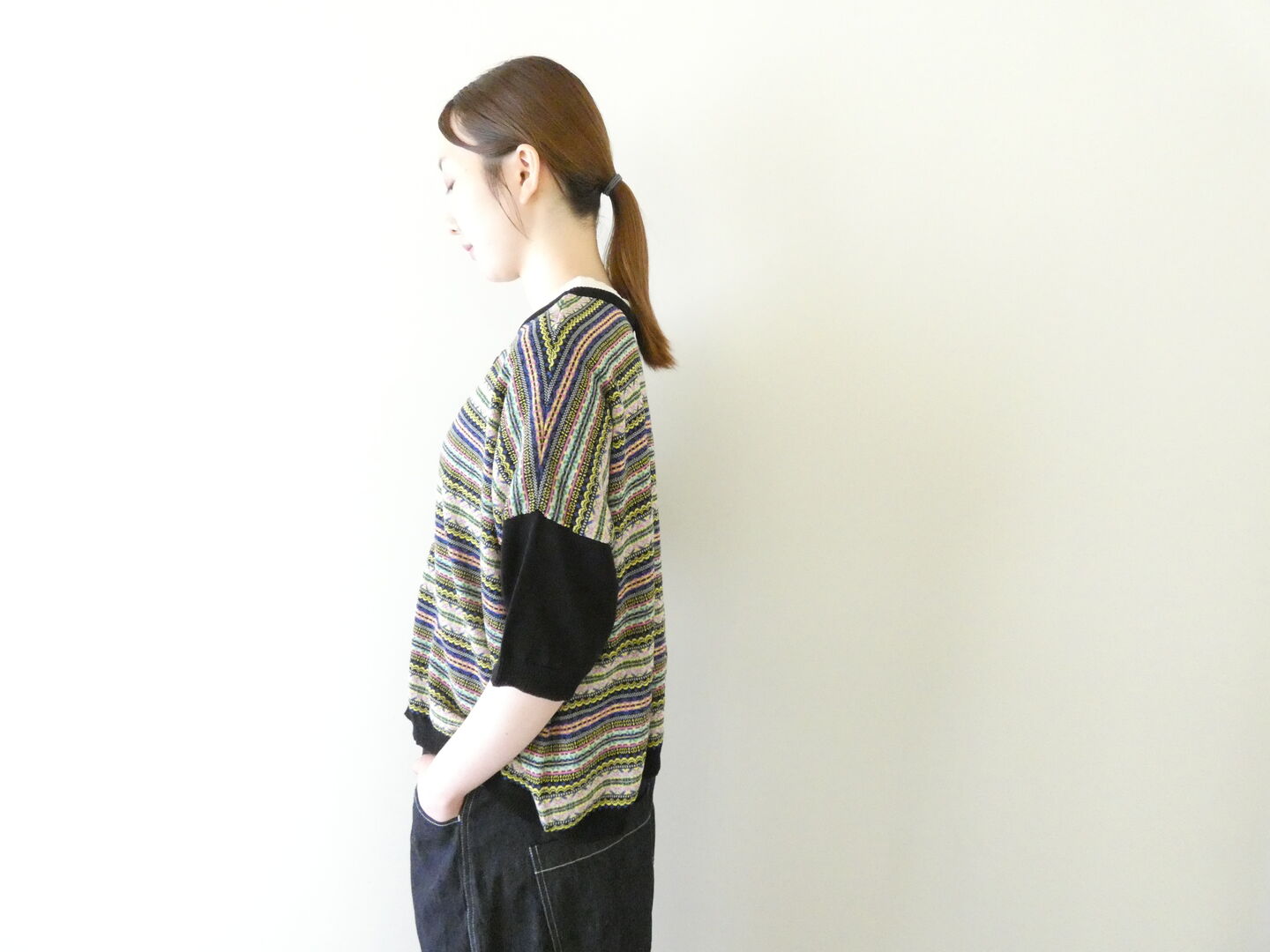 mao made(マオメイド) シャリコットン2WAYジャガードハーフスリーブカーディガンの商品画像6