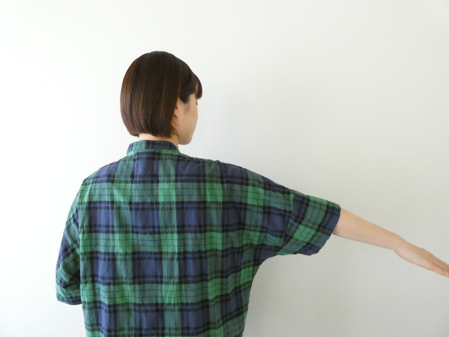 PK シャーリングタータンチェックスタンドカラードルマンシャツの商品画像4
