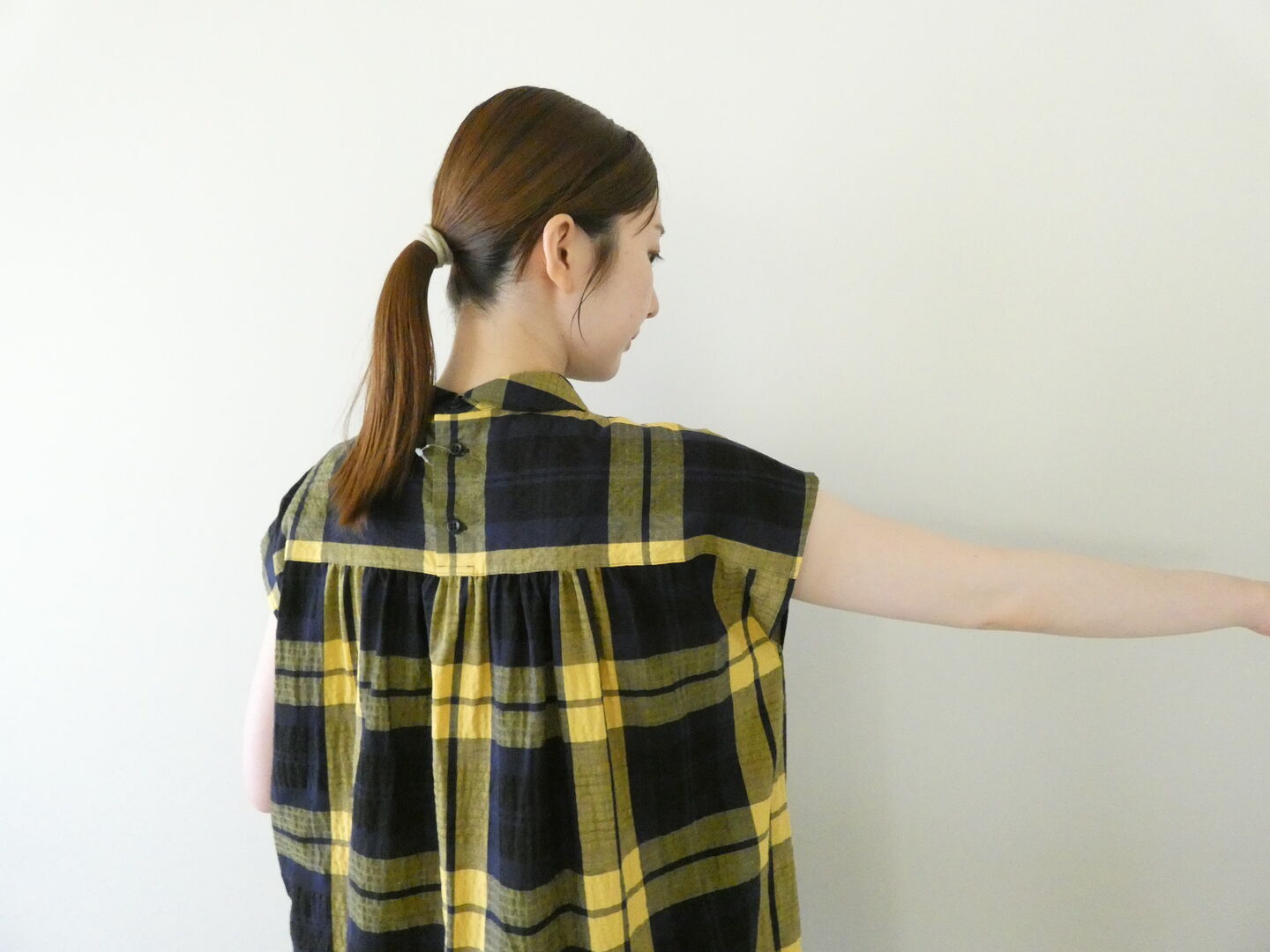 PK サッカータータンチェック重ね衿ボックスワンピースの商品画像7