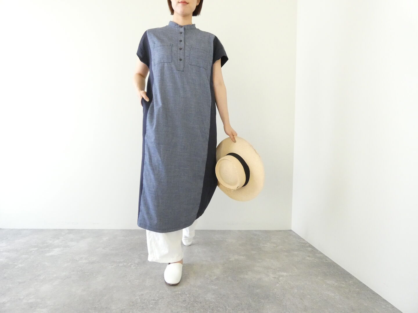 NOMBRE IMPAIR(ノンブルアンペール) メランジクロスコンビポケットシャツワンピースの商品画像8
