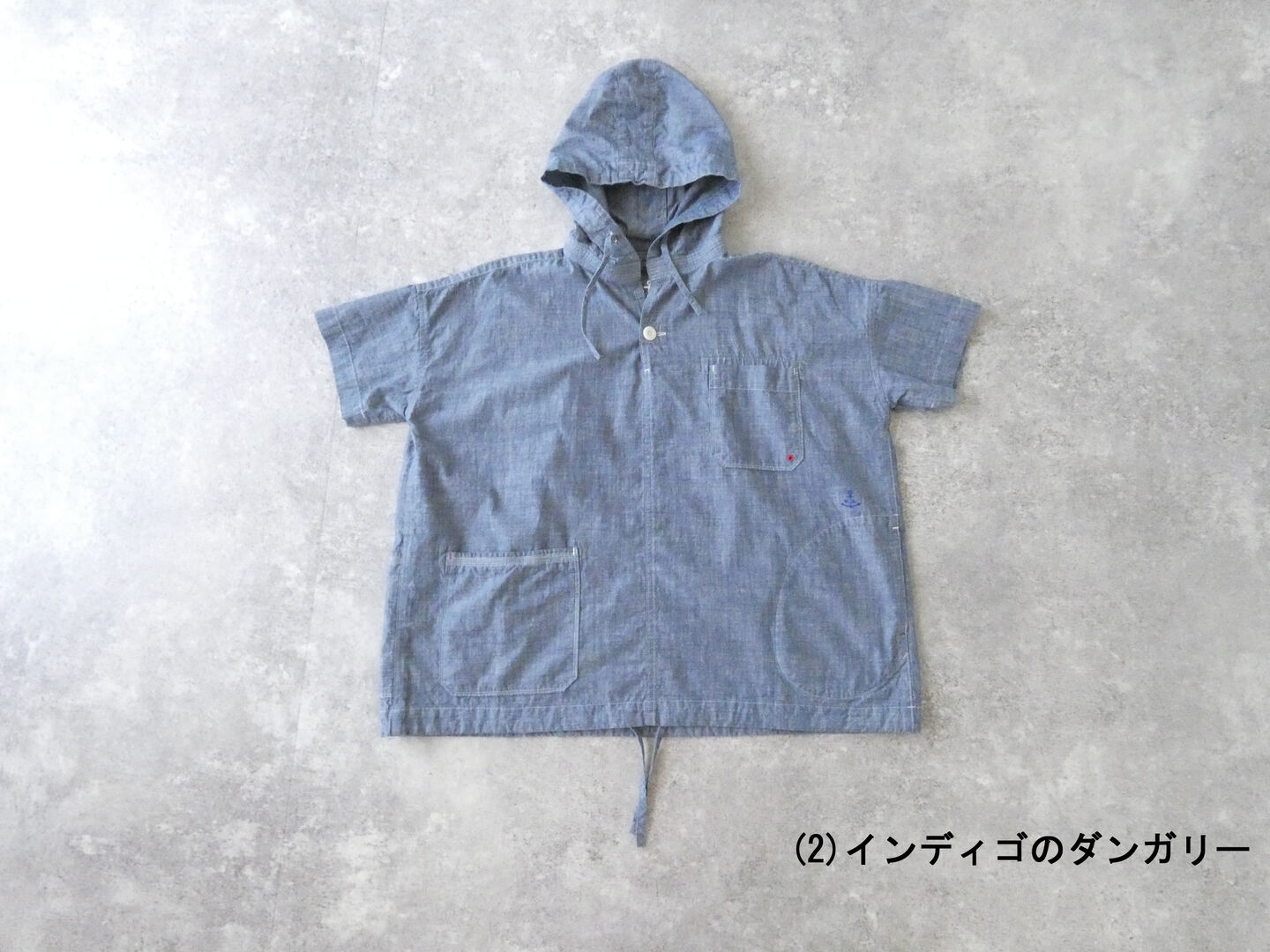 快晴堂(かいせいどう) HAYATE 白とインディゴのダンガリーのシャツ　フードデッキ半袖シャツの商品画像13