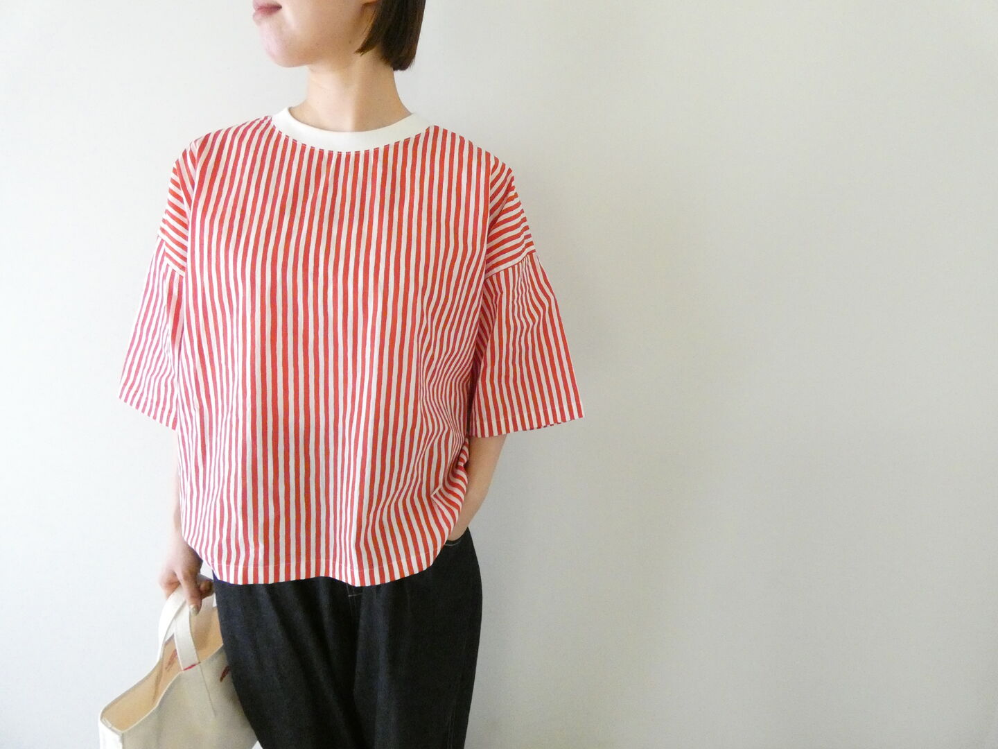 R&D.M.Co-(オールドマンズテーラー) CANDY STRIPE DOCKING T SHIRTの商品画像2