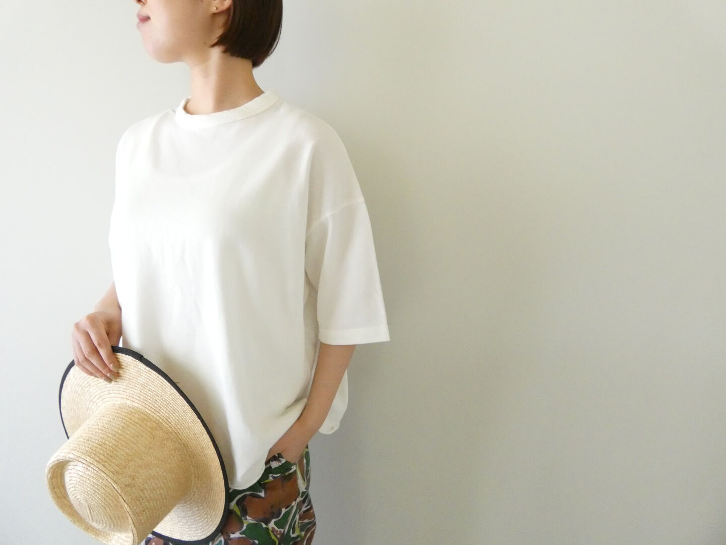 prit(プリット) 40/1強撚糸スビン裏毛5分袖クルーネックワイドTシャツの商品画像2