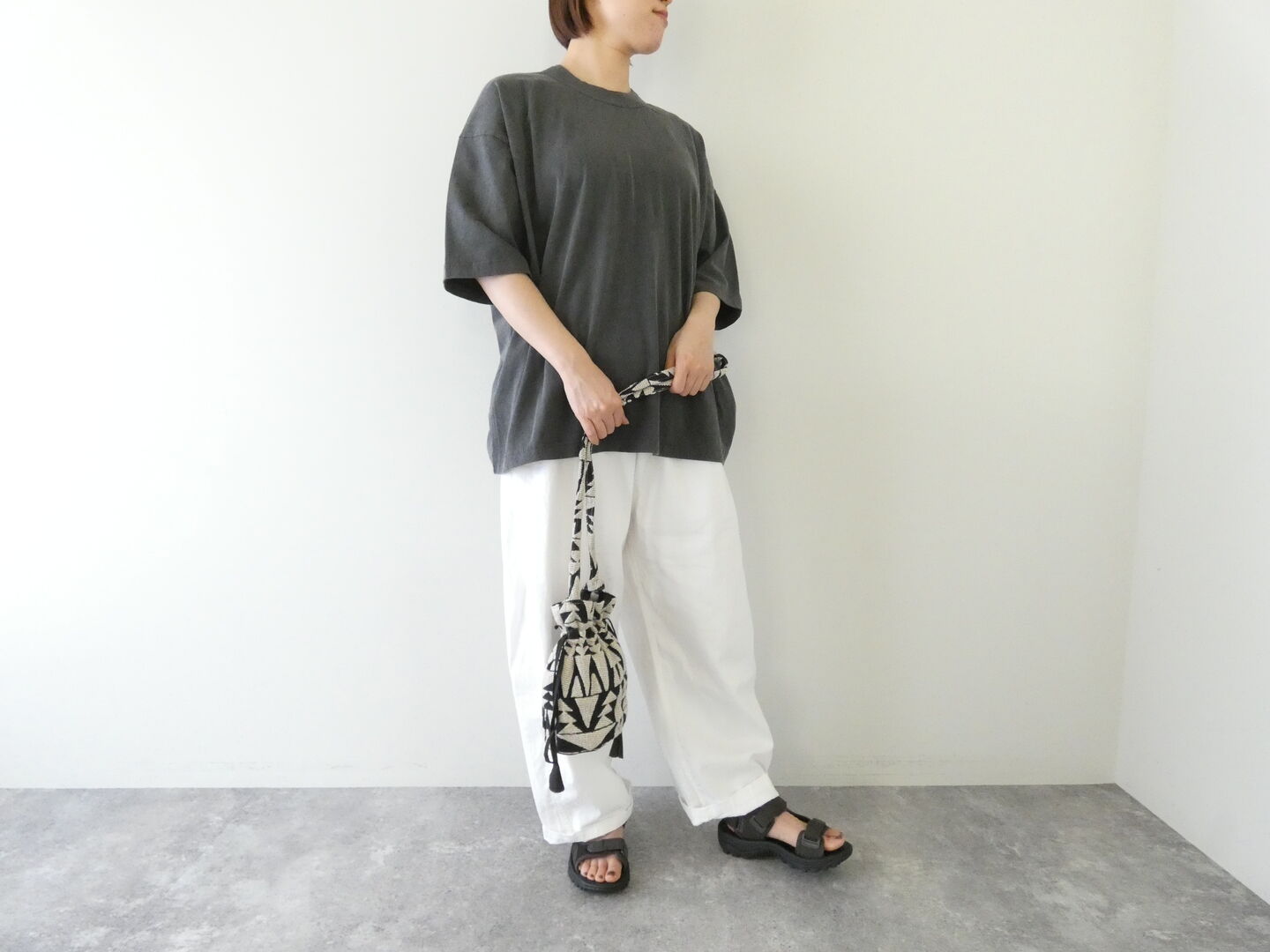 prit(プリット) 40/1天竺ヴィンテージ加工5分袖ワイドTシャツの商品画像1