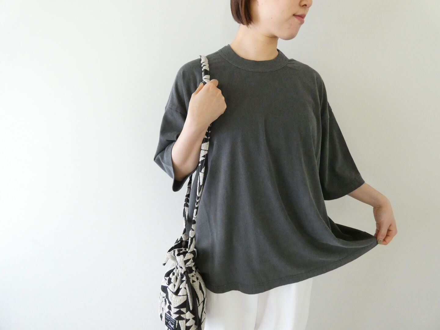 prit(プリット) 40/1天竺ヴィンテージ加工5分袖ワイドTシャツの商品画像4