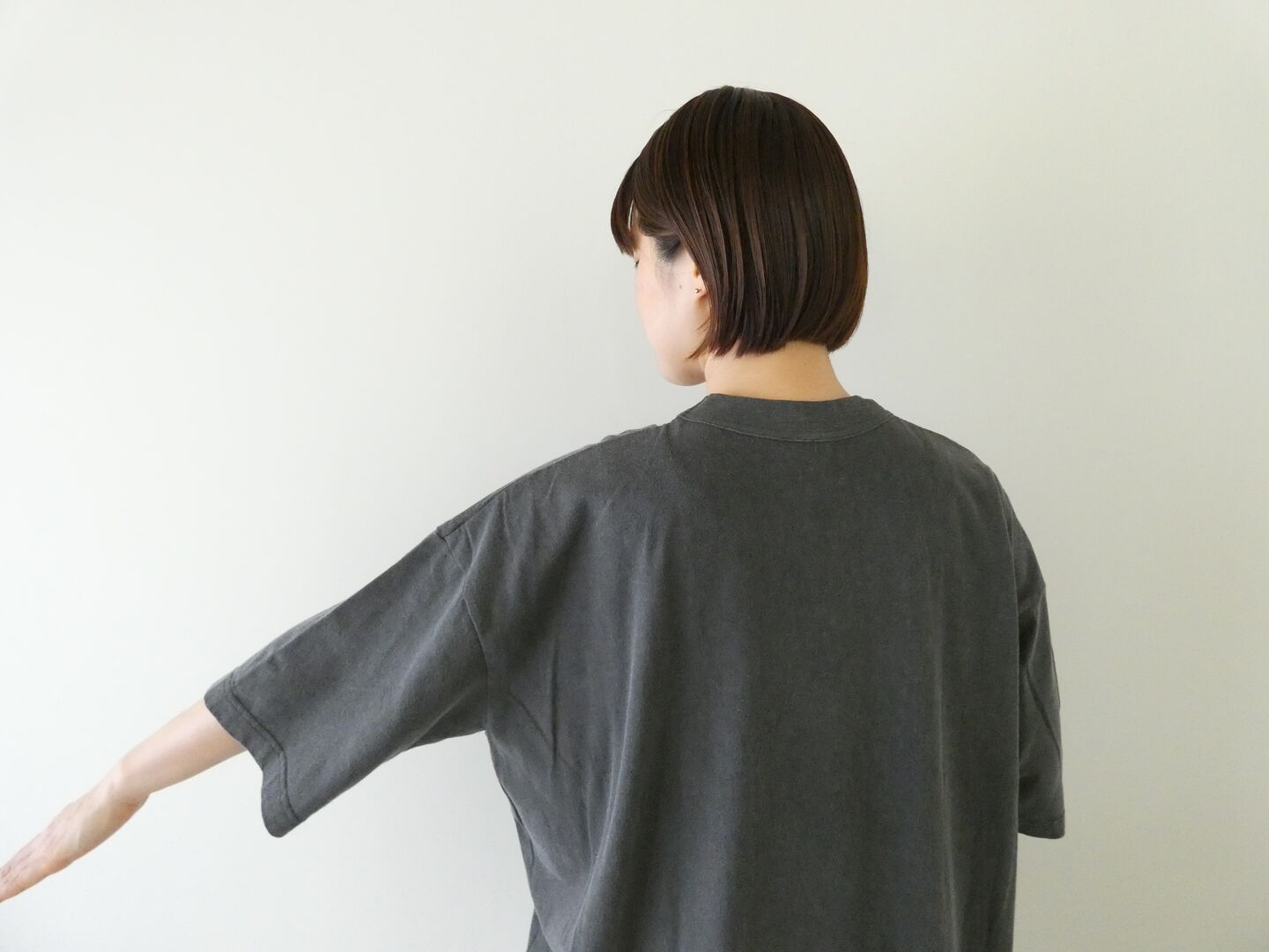 prit(プリット) 40/1天竺ヴィンテージ加工5分袖ワイドTシャツの商品画像6