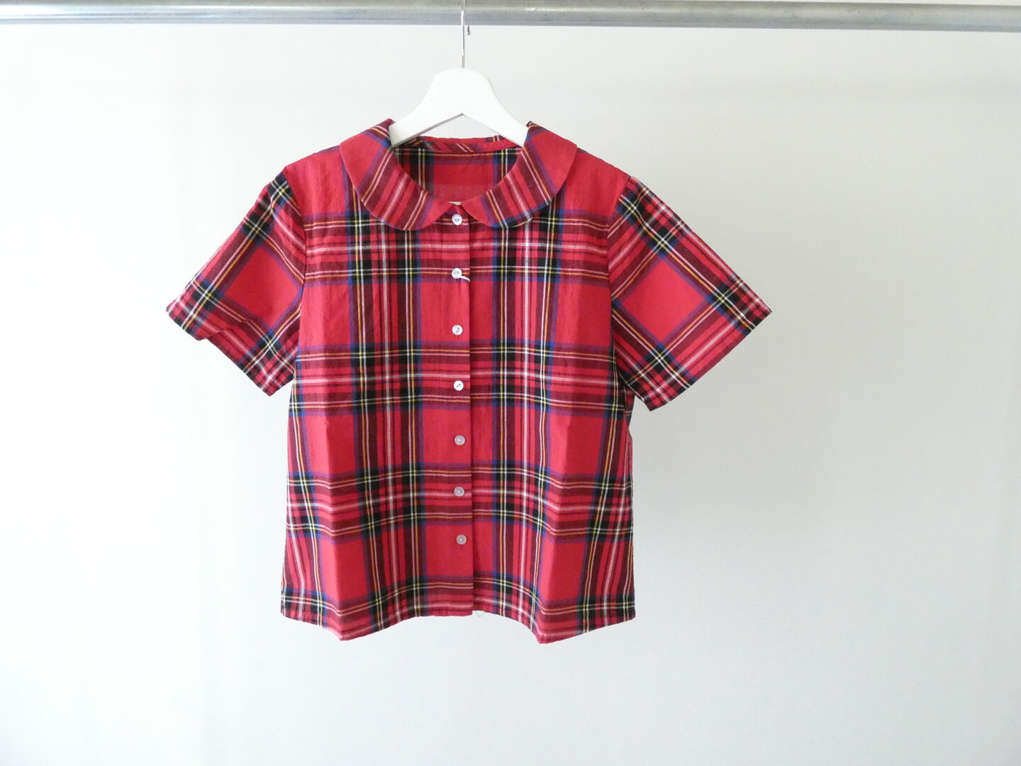 Sarahwear(サラウェア) コットンリネンタータンチェック丸衿ブラウスの商品画像11