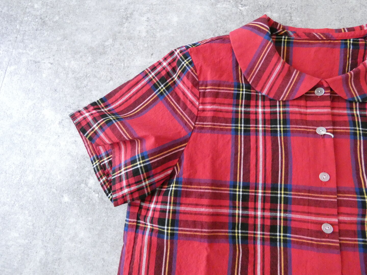 Sarahwear(サラウェア) コットンリネンタータンチェック丸衿ブラウスの商品画像19