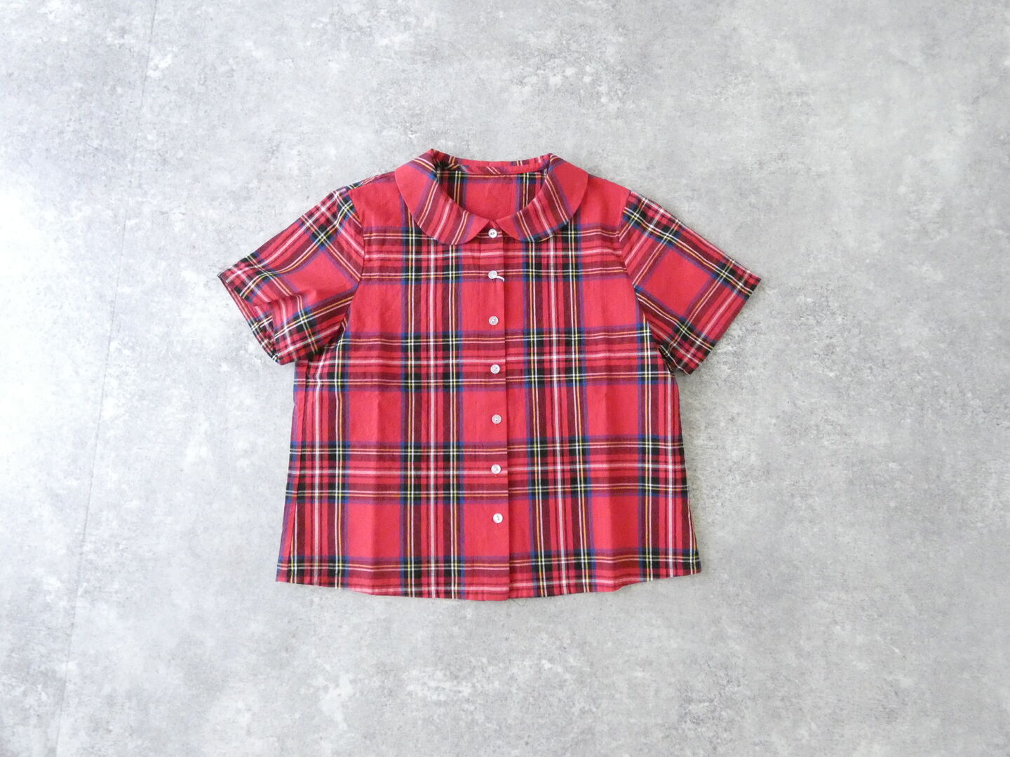 Sarahwear(サラウェア) コットンリネンタータンチェック丸衿ブラウスの商品画像3