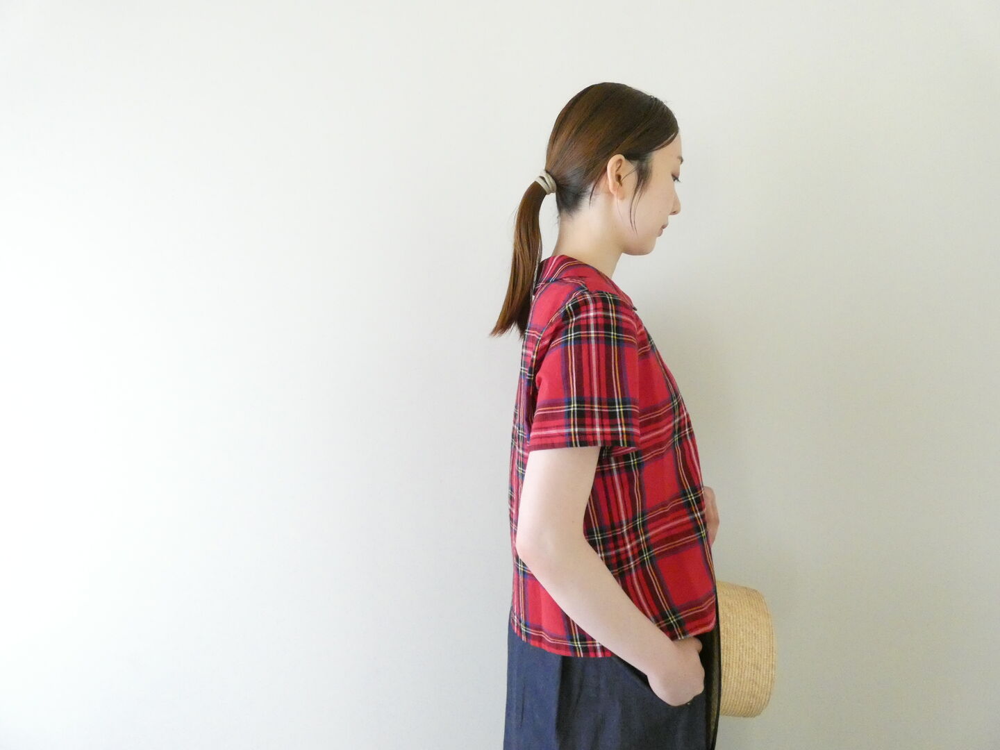 Sarahwear(サラウェア) コットンリネンタータンチェック丸衿ブラウスの商品画像6