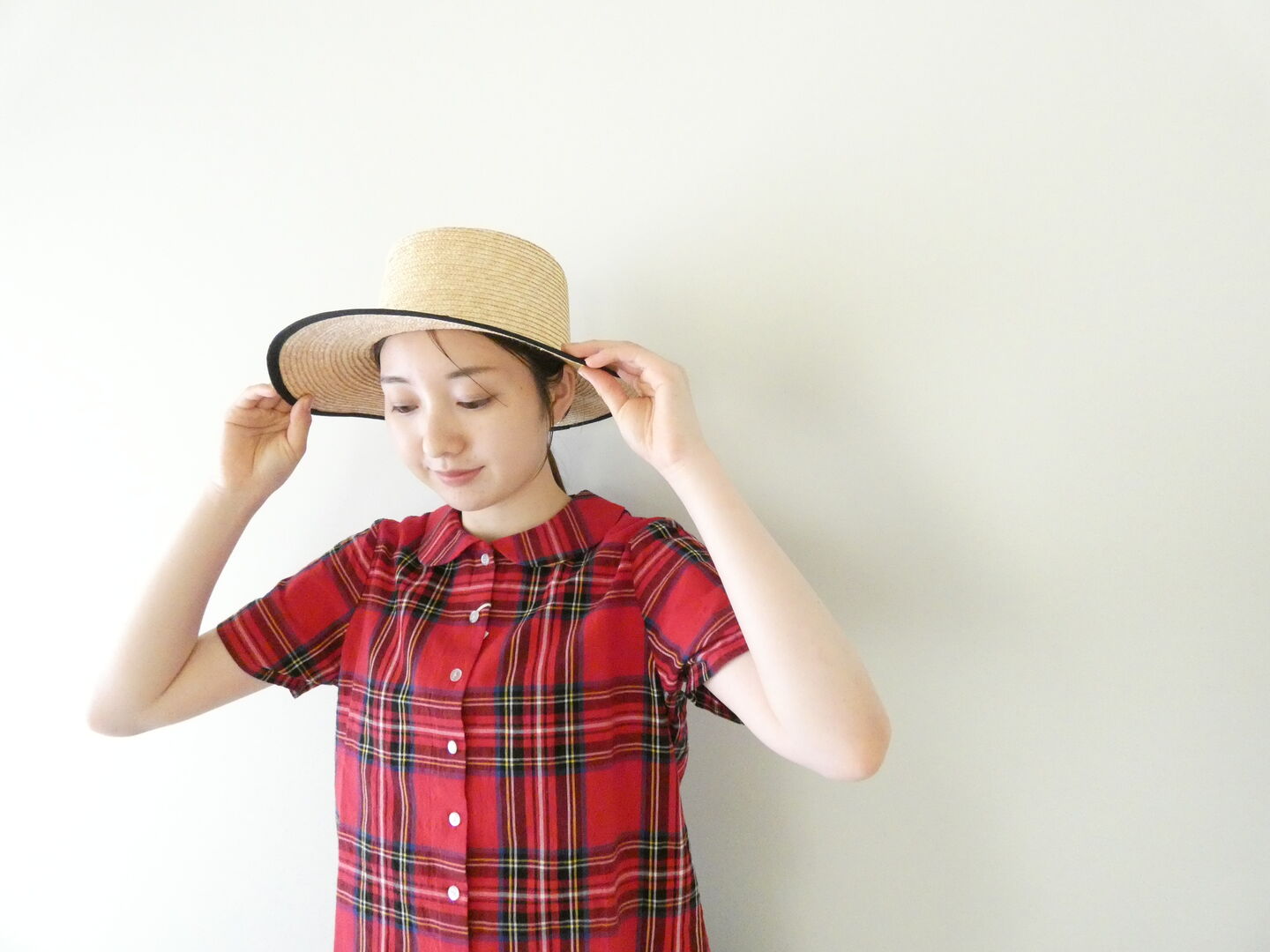 Sarahwear(サラウェア) コットンリネンタータンチェック丸衿ブラウスの商品画像8