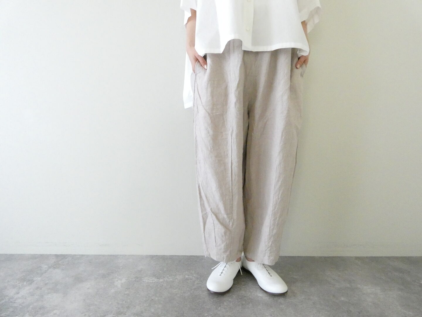 Gauze#(ガーゼ) 40/リネンチャーリーパンツ　FADE PINKの商品画像1