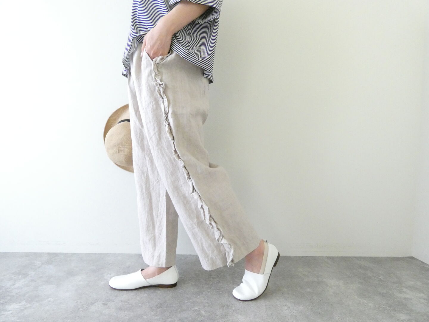Gauze#(ガーゼ) 40/リネンビビアンパンツ　FADE PINKの商品画像2