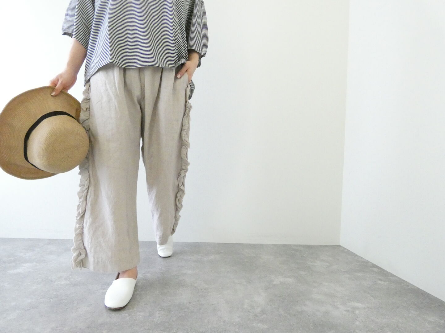 Gauze#(ガーゼ) 40/リネンビビアンパンツ　FADE PINKの商品画像5