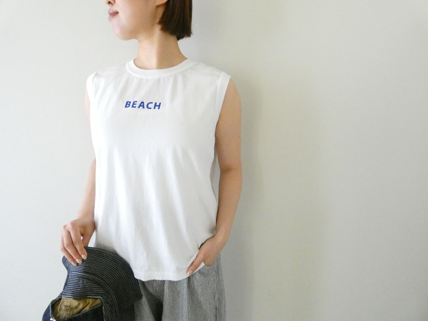 快晴堂(かいせいどう) 海上がりGIRL'S-Tシャツ SLEEVELESS B柄「BEACH」の商品画像1