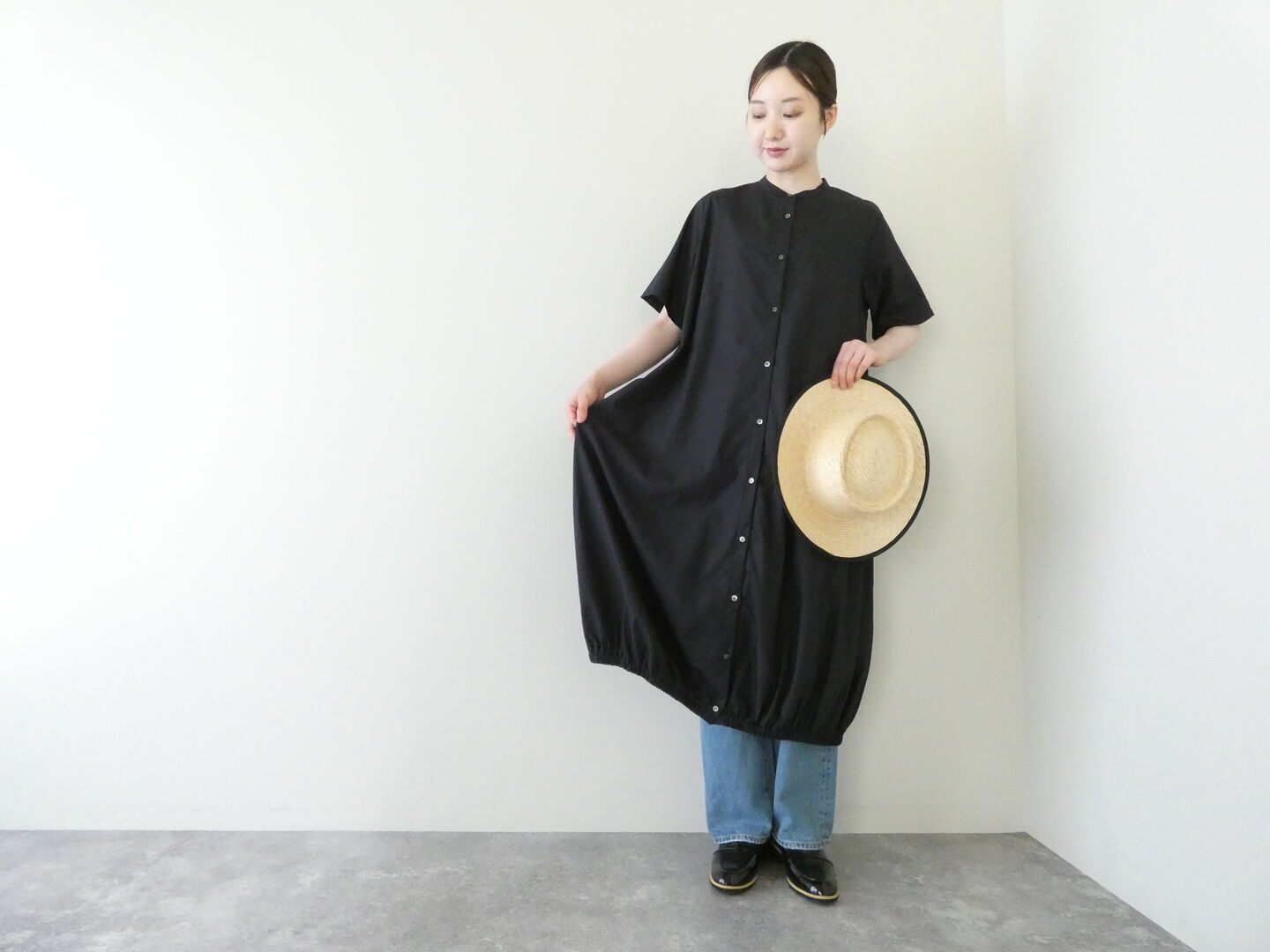MidiUmi(ミディウミ) ballon shirt OP バルーンシャツワンピースの商品画像1