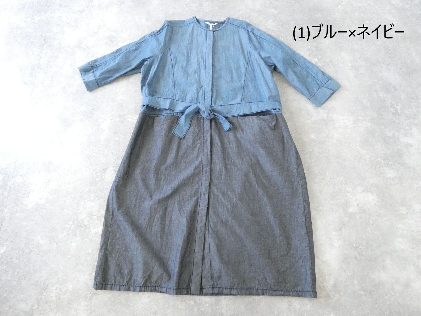 homspun(ホームスパン) ライトオンスシャンブレー比翼配色7分袖ワンピースの商品画像28