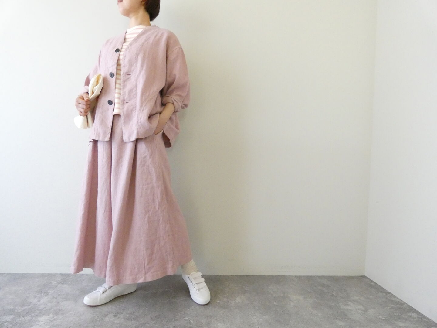 prit(プリット) 25/1フレンチリネンツイル起毛ノーカラージャケットの商品画像8