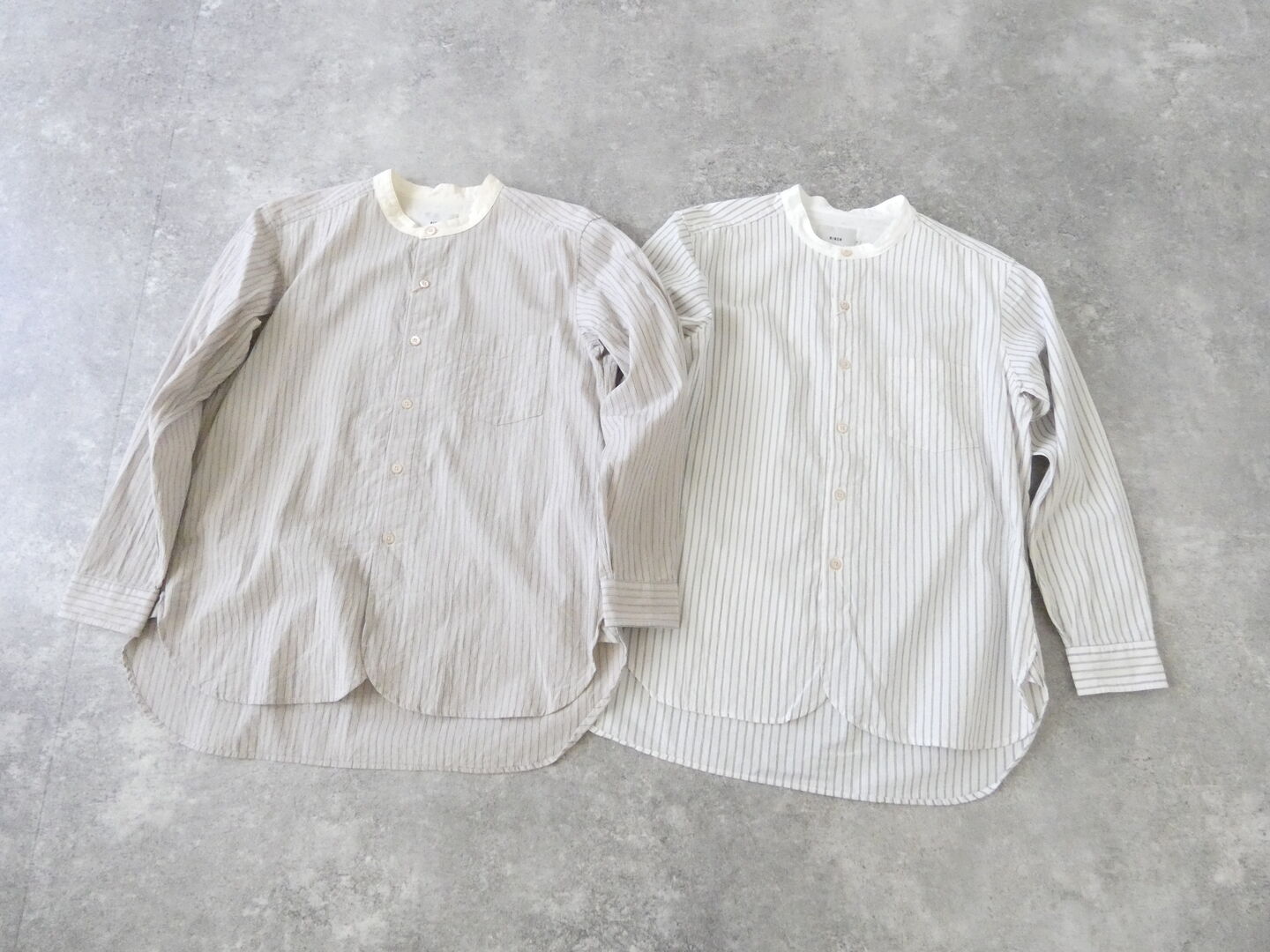 RINEN(リネン) 40/1オーガニックストライプクレリックスタンドカラーシャツの商品画像3