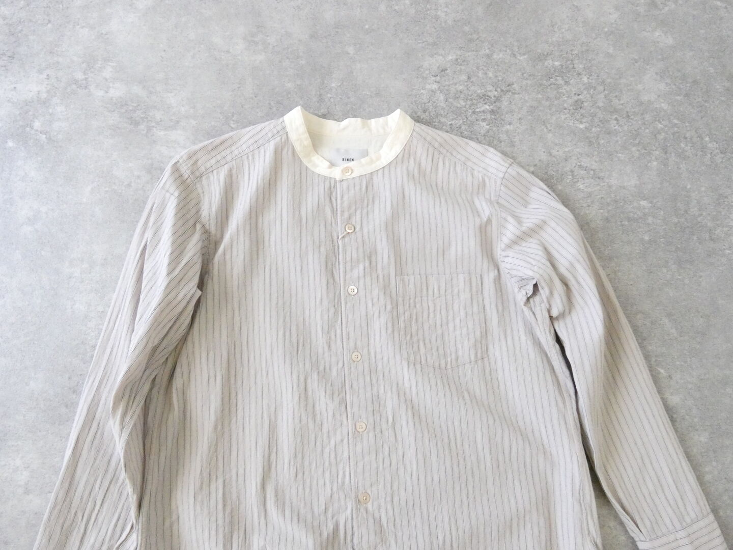 RINEN(リネン) 40/1オーガニックストライプクレリックスタンドカラーシャツの商品画像30