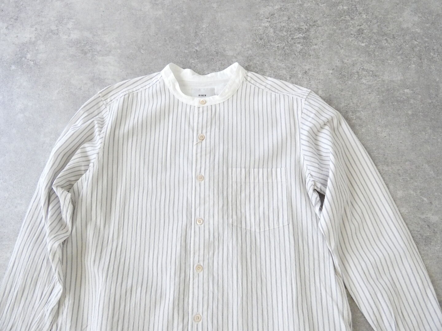 RINEN(リネン) 40/1オーガニックストライプクレリックスタンドカラーシャツの商品画像44