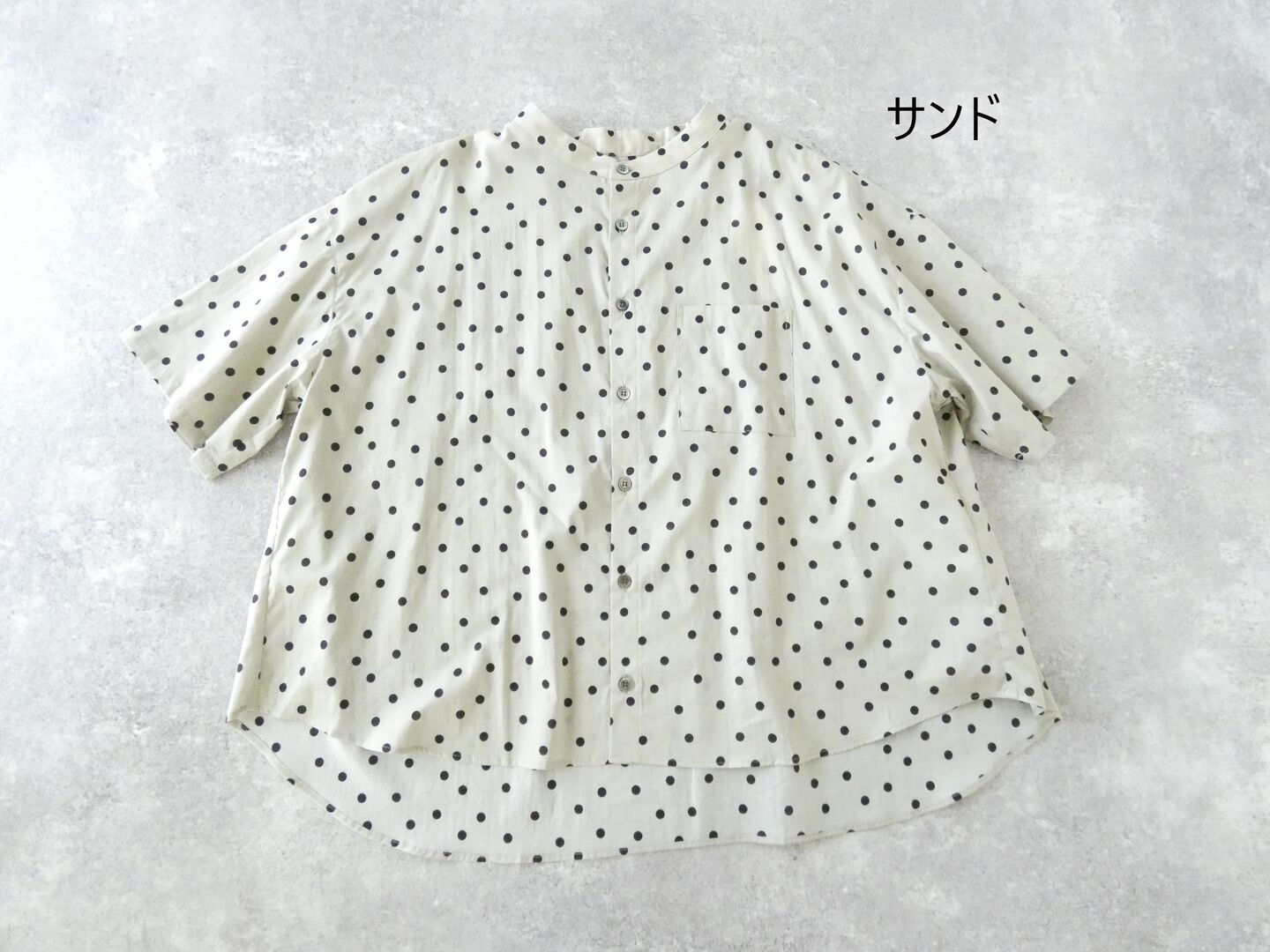 LinenYa(リネンヤ) バンドカラー半袖水玉シャツの商品画像28