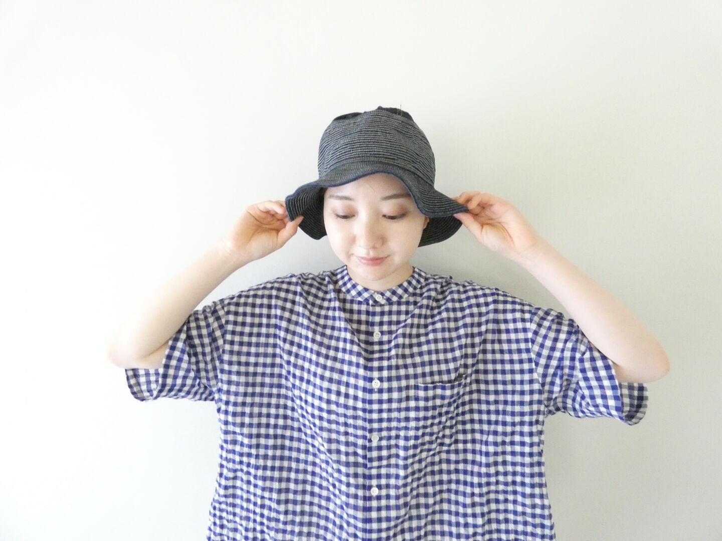 LinenYa(リネンヤ) バンドカラー半袖シャツの商品画像1