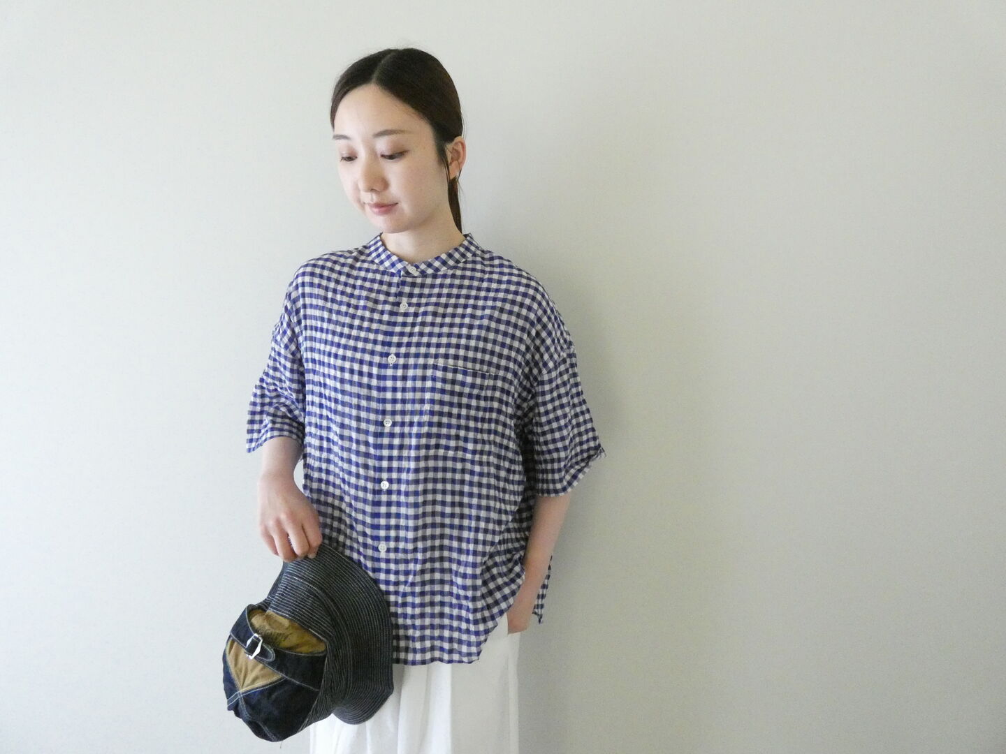 LinenYa(リネンヤ) バンドカラー半袖シャツの商品画像2