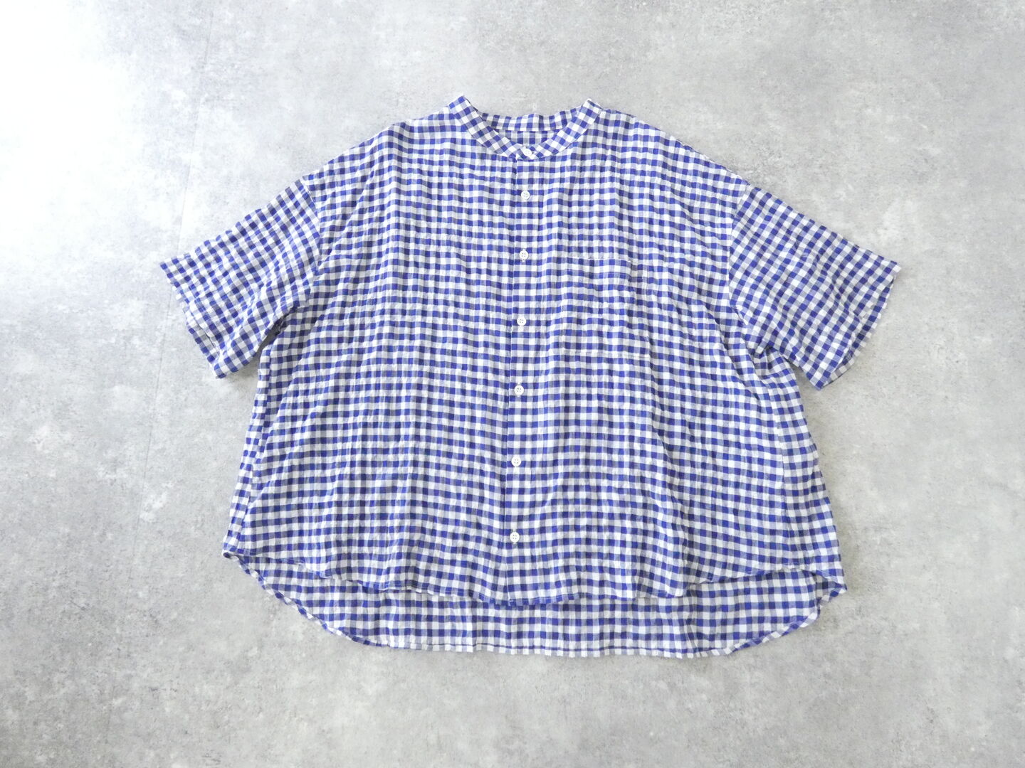 LinenYa(リネンヤ) バンドカラー半袖シャツの商品画像3