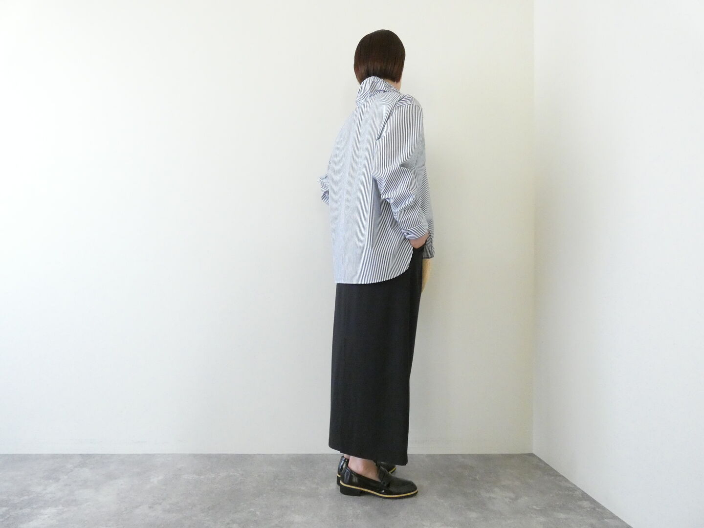mizuiro ind(ミズイロインド) ストライプギャザーネックシャツの商品画像10