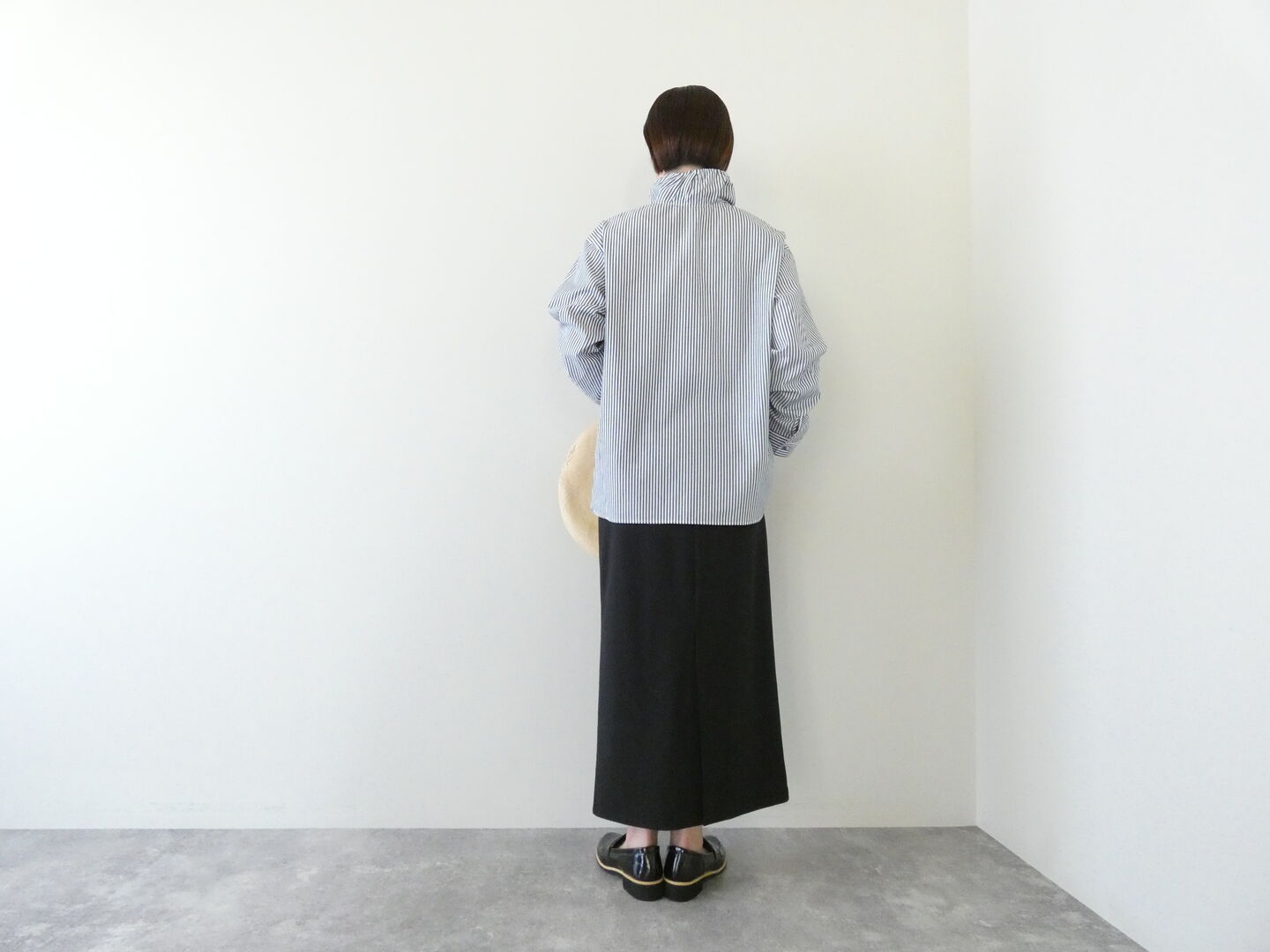 mizuiro ind(ミズイロインド) ストライプギャザーネックシャツの商品画像11