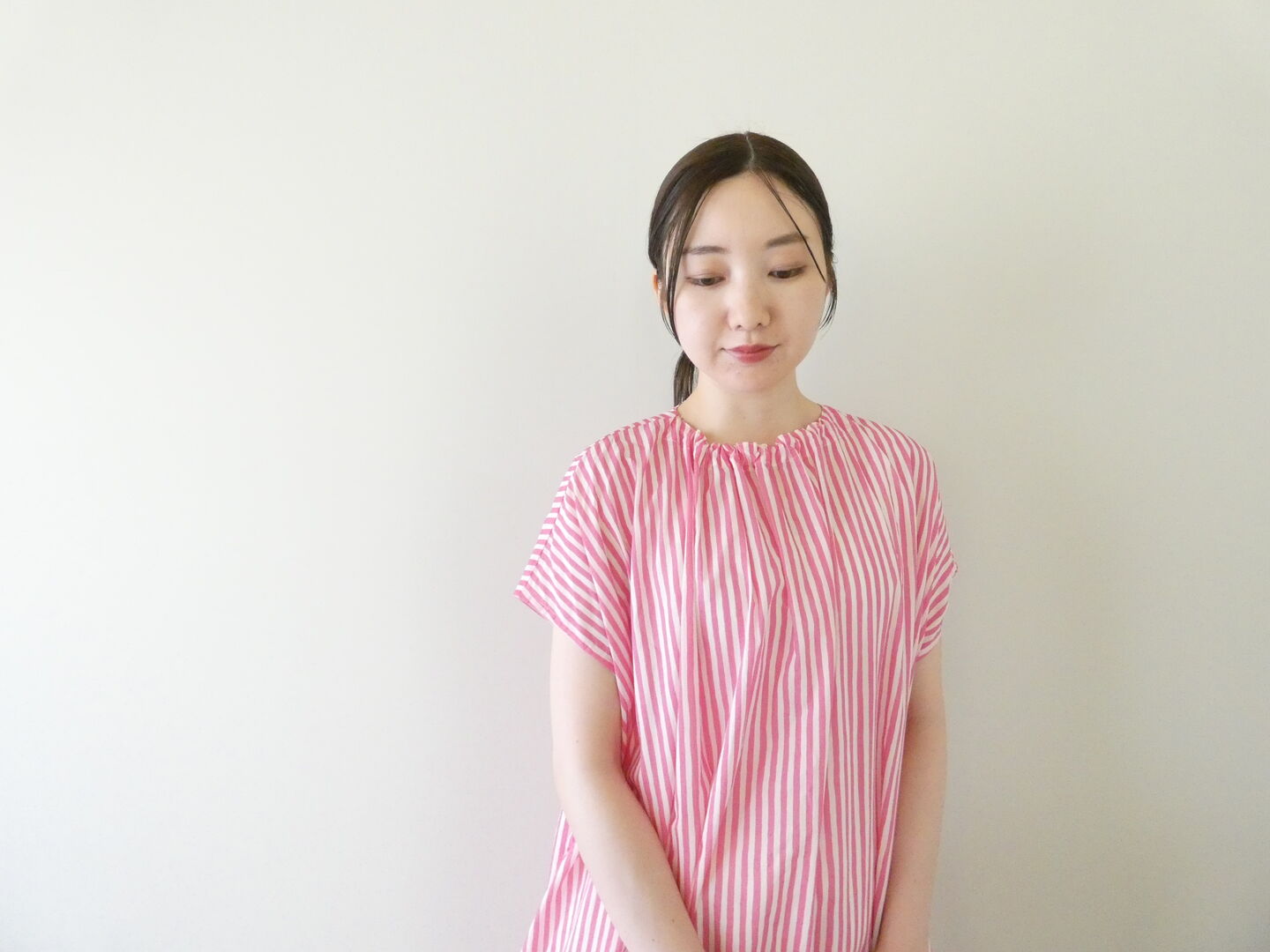 R&D.M.Co-(オールドマンズテーラー) CANDY STRIPE FRONT GATHER N/SLEEVE DRESSの商品画像3
